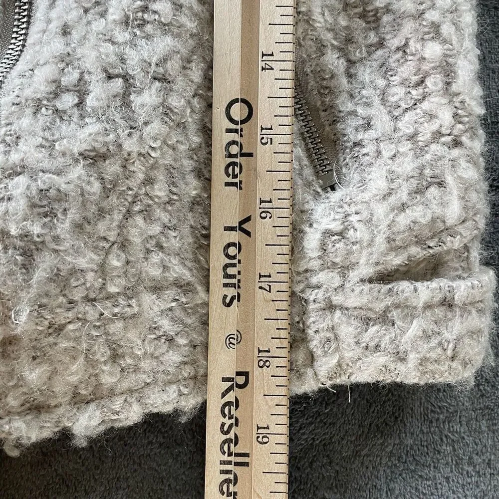 Anthropologie Elevenses Northland  Moto Jacket Womens XS Beige Boucle Knit - Picture 6 of 11